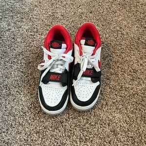Nike Jordan Kids' Black, White, and Red Sneakers size 5